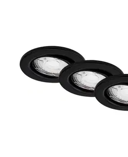 Svietidlá Brilo - SADA 3x LED Kúpeľňové podhľadové svietidlo 1xGU10/5W/230V IP23 čierna 7147-035