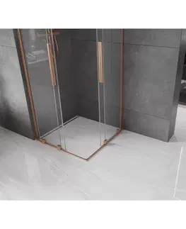 Sprchovacie kúty MEXEN/S - Velar L Duo sprchovací kút, posuvné dvere 90 x 90, transparent, meď kartáčovaná 871-090-090-02-03-65