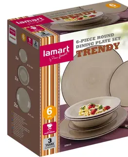 Súpravy riadu Lamart LT9111 okrúhle taniere Trendy, 6 ks