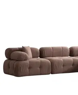 Sedacie súpravy Rohová sedacia súprava / Rohová pohovka Doblo 3 Seater with Pouffe ( L1-O1-1R-Pouffe) - Cappuccino