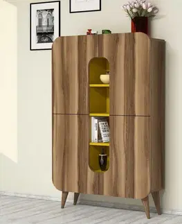 Komody Viacúčelová skrinka Mine - Walnut, Yellow