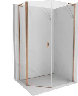 Sprchovacie kúty MEXEN/S - Mist Lsprchovací kút päťboký krídlový asymetrický 90x100, transparent, meď kartáčovaná 8A8L-090-100-65-00