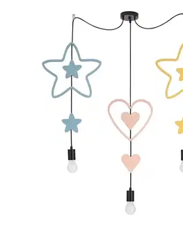 Svietidlá  Detský luster na lanku TRIO 3xE27/20W/230V modrá/ružová/žltá 33-27511