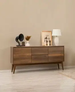 Jedálenské sety Set s rozkladacím stolom, stoličkami a konzolou (5 kusov) Vina 02 1005 - Walnut, Cream