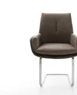 Jedálenské stoličky DELIFE Jedálenská stolička Clea-Flex mikrovlákno taupe vintage jedálenská stolička plochý nerezová oceľ