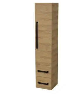 Kúpeľňový nábytok Kúpeľňová skrinka vysoká s čiernou úchytkou SAT Cube Way 35x163x33 cm dub Hickory mat CUBE3CV35DH CUBE3CV35DH