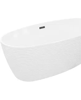 Vane MEXEN/S - Lira voľne stojaca vaňa vzor 170 x 80, biela, sifón a prepad čierna 52831708000-70