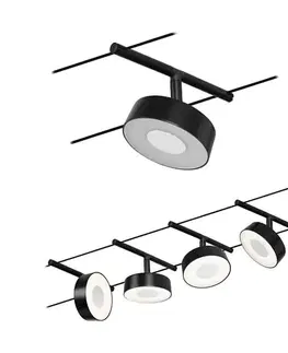 Svietidlá Paulmann 94479 - Súprava 5× LED 5 W, kompletný lanový systém CIRCLE 230 V, čierna 94479