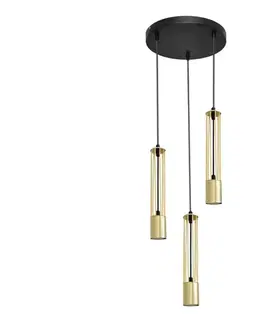 Svietidlá  LED Luster na lanku BARS 3xGU10/4,8W/230V zlatá/čierna W-KD 1115/3 GO