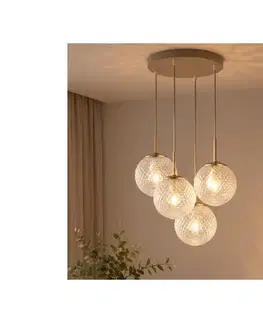 Svietidlá BRILAGI - Závesný luster na lane STELLA 4xE27/60W/230V béžová/zlatá 85-013B