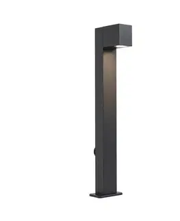 Zahradne stlpove lampy Moderná vonkajšia stojaca lampa čierna 65 cm so zásuvkou IP44 - Baleno