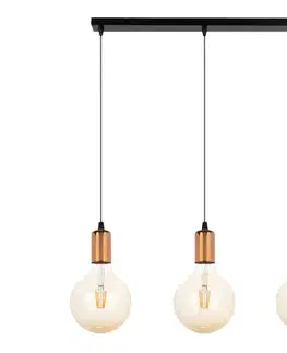 Svietidlá  Luster na lanku MIROS 3xE27/60W/230V čierna/medená 0066