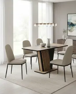 Kuchynské a jedálenské stoly Signal Rozkladací jedálenský stôl NEVIO | dub artisan / čierna 76 x 125 cm