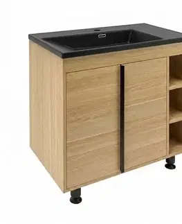 Kúpeľňový nábytok Kúpeľňová skrinka s čiernym umývadlom Naturel Lucca 79x70x45 cm dub mat LUCCA80DU3ABKM LUCCA80DU3ABKM