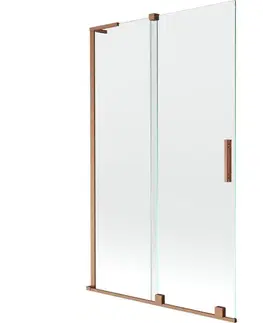 Sprchové dvere MEXEN/S - Velar L dvojkrídlová posuvná vaňová zástena 110 x 150, transparent, meď kartáčovaná 896-110-003-01-65