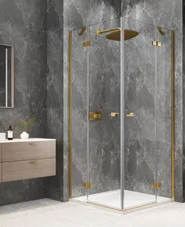 Sprchové dvere POLYSAN - GLOBE GOLD MATT štvorcová sprchová zástena 1000x1000, rohový vstup, číre sklo GB5010G