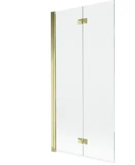 Sprchové dvere MEXEN - MIST vaňová zástena 90x150 cm 6mm 2-s, zlatá, číra, ľavá 8A9-090-002-50-00-L