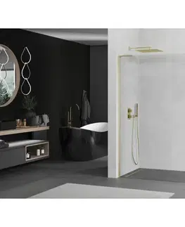 Sprchové dvere MEXEN/S - KiotoL Sprchová zástena WALK-IN 100 x 200, transparent, zlatá kartáčovaná 800-100-103-55-06