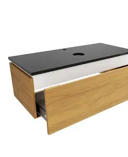 Kúpeľňový nábytok Kúpeľňová skrinka so žulovou krycou doskou SAT Feel 100x30x46 cm medový dub mat SATFEEL100DMZ SATFEEL100DMZ