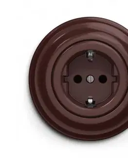 Predlžovacie káble lap - Retro domová zásuvka s rámčekom SCHUKO 230V/16A hnedá KA0034+KA0109