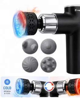 Masážne prístroje Masážna pištoľ s hrejivým/chladivým nadstavcom inSPORTline ChillFrost • 1800 mAh • 1600-2800 rpm • až 6 mm čierna