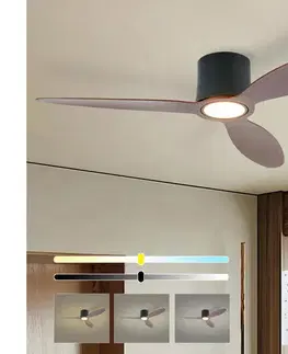 LED osvetlenie ZE - stropný LED látor VENTORA LED/24W/230V Wi-Fi Tuya čierna/orech + diaľkové ovládanie ZEV034