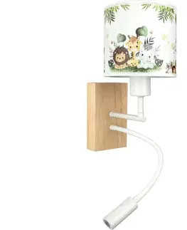 Svietidlá BRILAGI - LED Flex lampa BOBO WOOD 1xE27/25W/230V + LED/3W dub/biela/zelená/džungľa. BG1565+BG5588