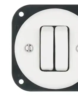 Predlžovacie káble Reblig - Porcelánový retro dvojitý vypínač bez rámčeka č. 6+6 biela RG220QX-W