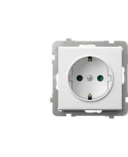 Predlžovacie káble Ospel - domová zásuvka bez rámčeka Schuko 230V SONATA biela GP-1RSP/m/00