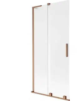 Sprchové dvere MEXEN/S - Velar L dvojkrídlová posuvná vaňová zástena 95 x 150, dekor, meď kartáčovaná 896-095-003-31-65