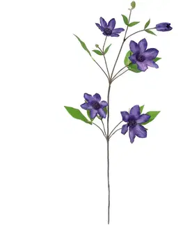 Záhradné dekorácie Umelý 4-kvetý plamienok v kvetináči clematis 75 cm