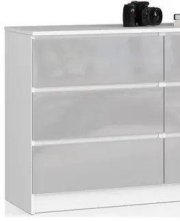 Komody a skrinky Moderná komoda, SOPHIE120, biela / metalický lesk