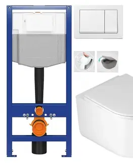 Závesné wc sety CERSANIT predstenový inštalačný systém s bielym tlačidlom K97-516 + WC DEANTE Jasmin so sedadlom RIMLESS /VÍROVÉ SPLACH/ K97-526 516 JA1