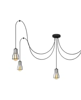 Svietidlá  Luster na lanku TUBE 5xE27/15W/230V pavúk čierna/chróm W-KM 1924/5K BK+CH+BK