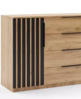 Komody do spálne Komoda Sorento II 120 craft zlatý/čierna