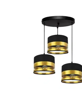 Svietidlá  Luster na lanku MILO 3xE27/60W/230V zlatá/čierna 0350