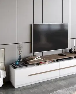 TV stolíky TV stolík Pia - Walnut, White