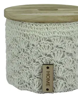 Kúpeľňové doplnky Okrúhly háčkovaný košík m.pr.21cm h18cm