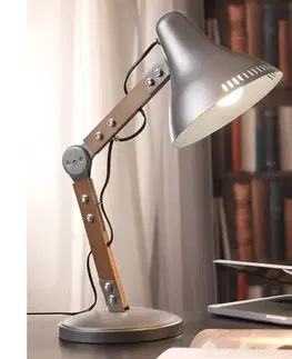 Lampy ONLI - Stolná lampa ARCHITETTO 1xE27/22W/230V 62 cm šedá/hnedá 4930/LG