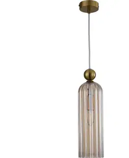 Svietidlá Light Prestige Závesný luster na lanku PIEGA 1xE14/40W/230V mosadz/dymovo-béžová LP-939/1P amber