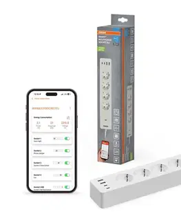 Predlžovacie káble Osram - Predlžovací kábel SMART+ 4Z typ F + 2xUSB-A + 2xUSB-C Wi-Fi 4099854418198