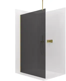 Sprchovacie kúty CERANO - Sprchová zástěna Walk-in Onyx Top Round L/P - 8 mm - kulatá vzpěra - zlatá, grafitové sklo - 30x200  CER-8050BD71980
