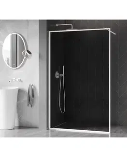 Sprchové dvere MEXEN/S - Kioto-F Sprchová zástena WALK-IN s rámom 90 x 202, grafit 8 mm, biela 800-090-104-20-40