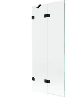 Sprchové dvere MEXEN/S - Lunar vaňová zástena 2-krídlová ľavá 80 x 150, transparent, čierna 897-080-100-70-00-L