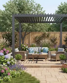 Pergoly KONDELA Zia hliníková bioklimatická pergola 300x300 cm antracit