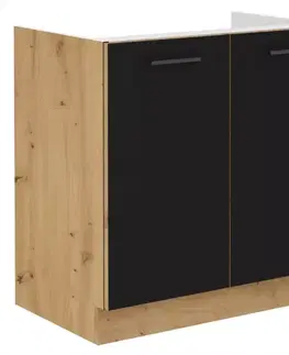 Kuchynské skrinky stojace Skrinka do kuchyne Modena 80zl 2f bb čierny/dub artisan