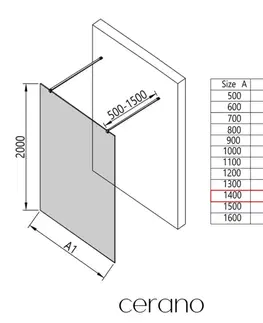Sprchové dvere CERANO - Sprchová zástena Walk-in Onyx Duo Ľ/P - 8 mm - hranatá vzpera - čierna matná, bronzové sklo - 140x200 CER-687838