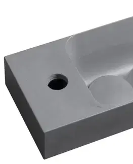 Kúpeľňové batérie SAPHO - PICCOLINO betónové umývadlo 30,8x17cm, batéria vľavo, šedá mat PK30017