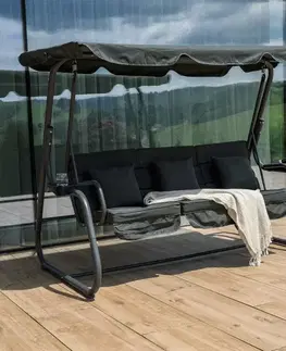 Záhradné hojdačky KONDELA Mija záhradná hojdačka tmavosivá
