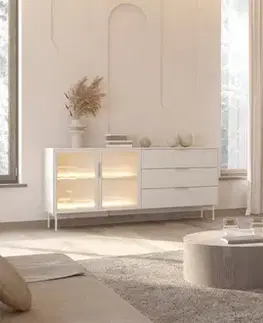 Nábytok ArtLas Komoda NAIRE 2D3S s LED osvetlením | cashmere